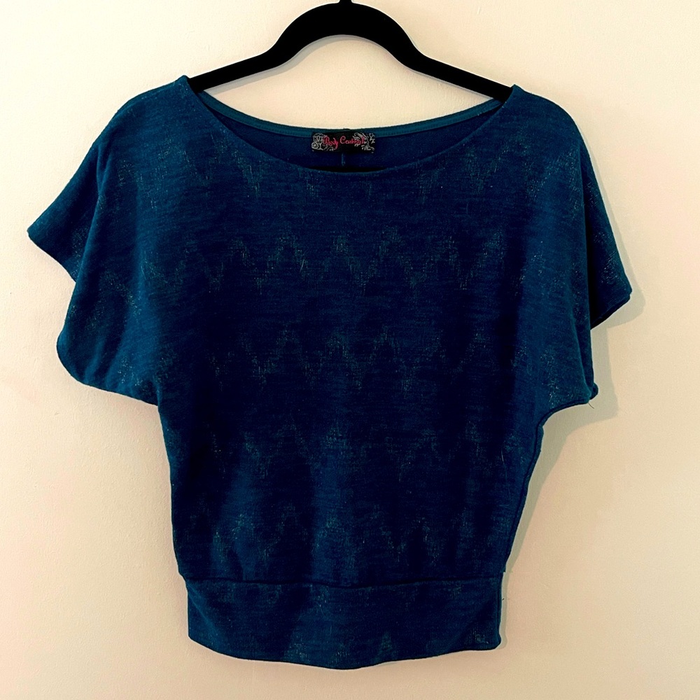 Teal cropped sweater top